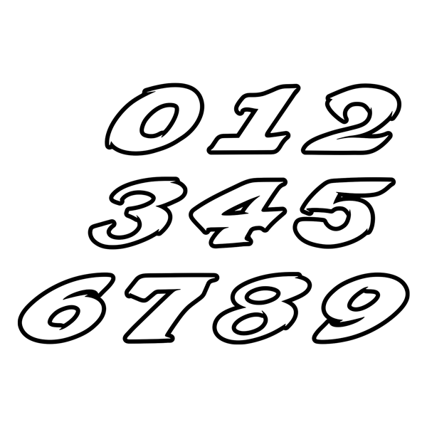 Car & Motorbike Stickers: Numbers speed white
