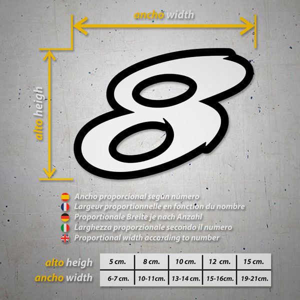 Car & Motorbike Stickers: Numbers speed white
