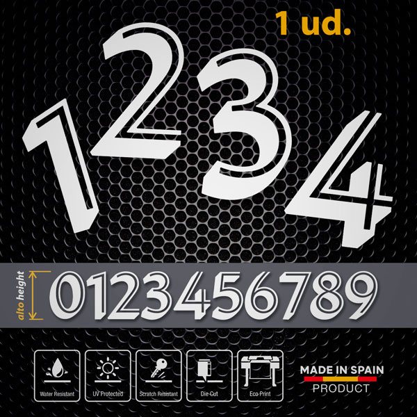 Car & Motorbike Stickers: Numbers dimensional