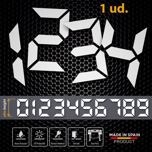 Car & Motorbike Stickers: Digital Racing Style Numbers