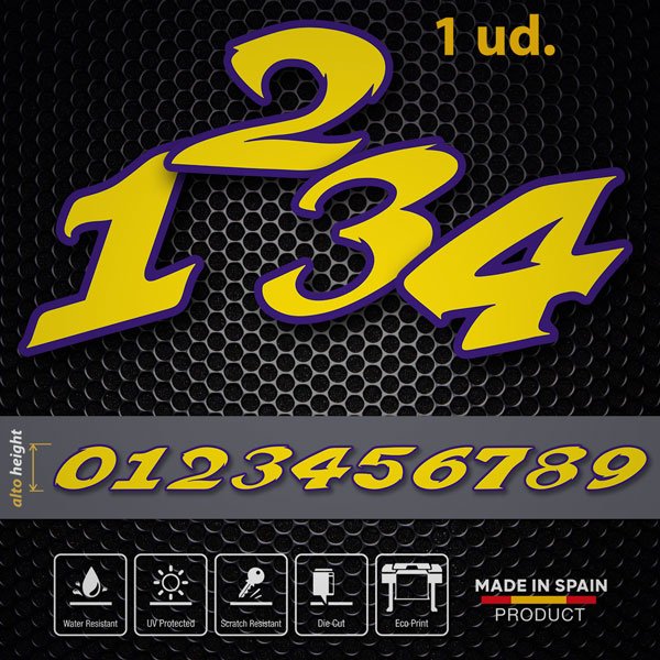 Car & Motorbike Stickers: Numbers speed yellow