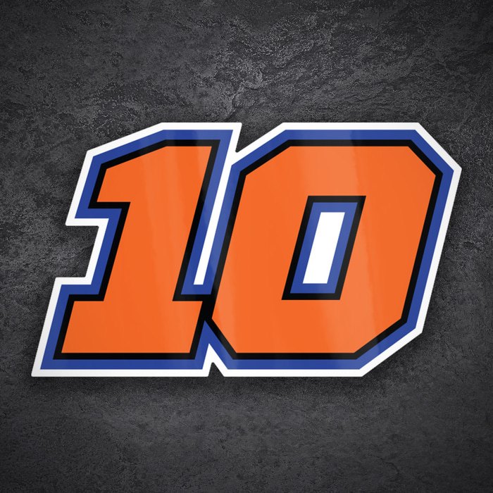Car & Motorbike Stickers: Luca Marini Number 10 in Orange and Blue