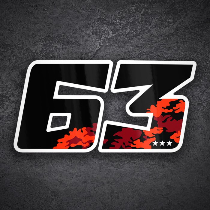 Car & Motorbike Stickers: Number 63 MotoGP Francesco Bagnaia
