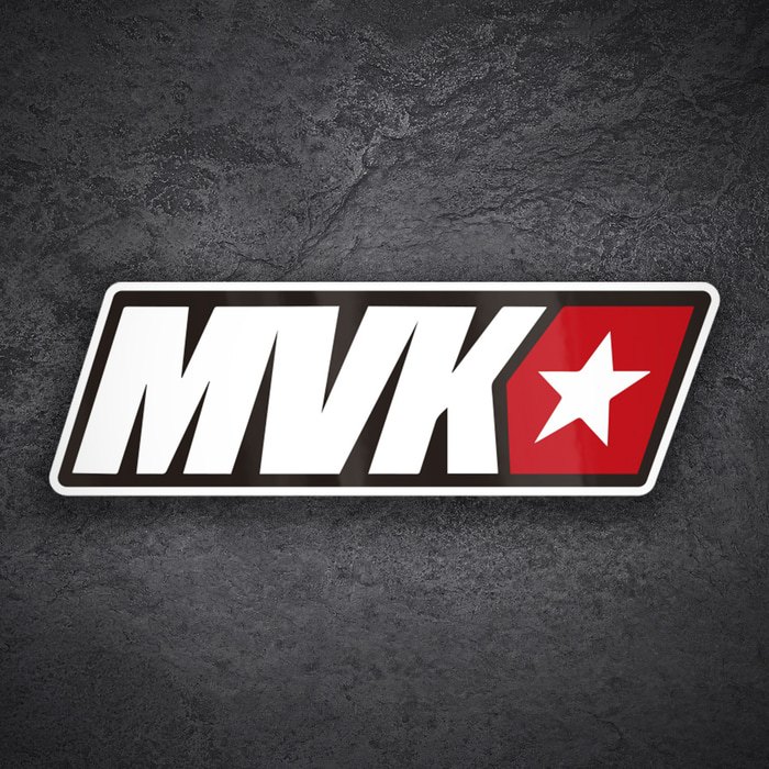 Car & Motorbike Stickers: MVK in Uppercase Letters with Red Star