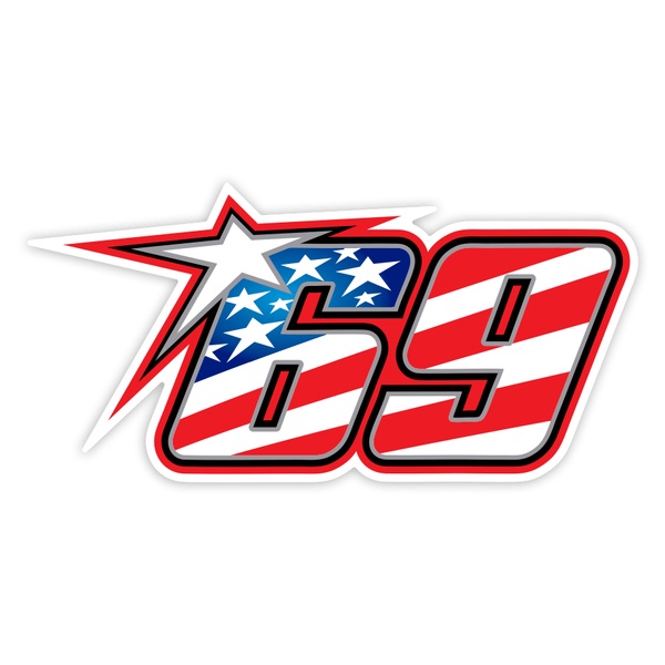 Car & Motorbike Stickers: Number 69 MotoGP Nicky Hayden with Stripes