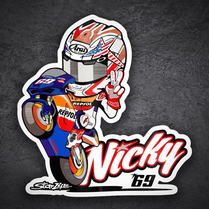 Car & Motorbike Stickers: Nicky Hayden with Peace Gesture