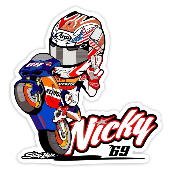 Car & Motorbike Stickers: Nicky Hayden with Peace Gesture