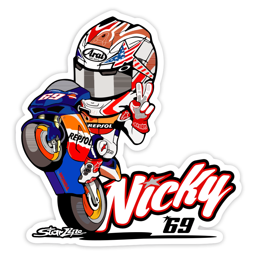 Car & Motorbike Stickers: Nicky Hayden with Peace Gesture