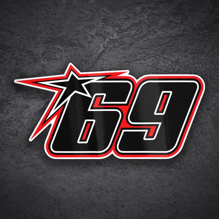 Car & Motorbike Stickers: Number 69 with Red Star
