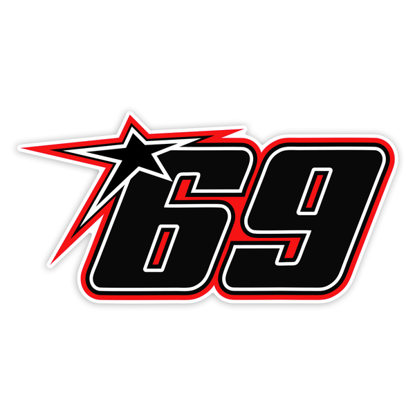Car & Motorbike Stickers: Number 69 with Red Star