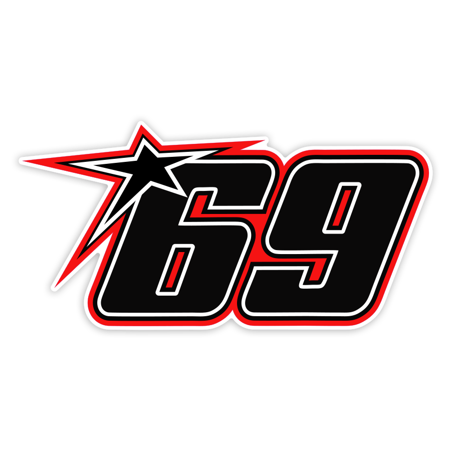 Car & Motorbike Stickers: Number 69 with Red Star