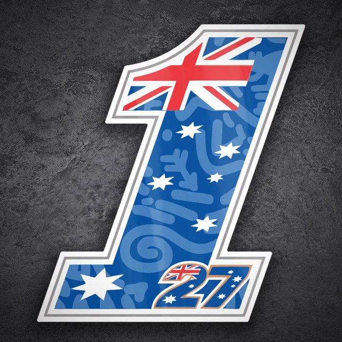 Car & Motorbike Stickers: Number 1 MotoGP Casey Stoner with Australian Flag