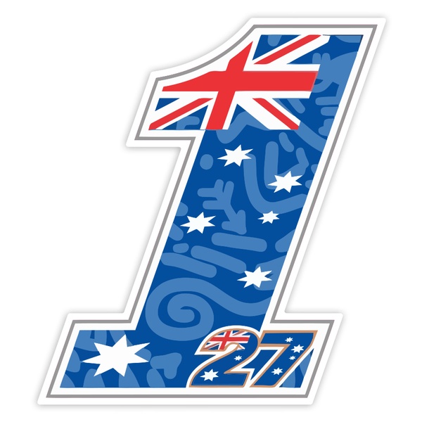 Car & Motorbike Stickers: Number 1 MotoGP Casey Stoner with Australian Flag