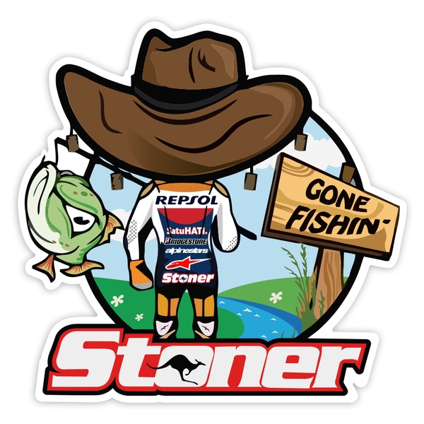 Car & Motorbike Stickers: Stoner MotoGP Gone Fishin