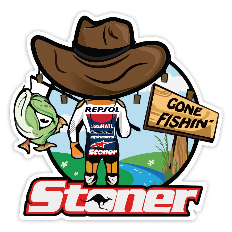 Car & Motorbike Stickers: Stoner MotoGP Gone Fishin