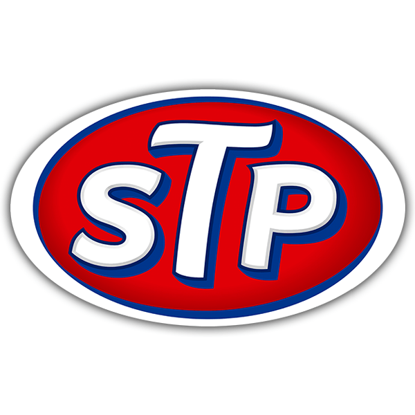Car & Motorbike Stickers: STP on Red Oval Background