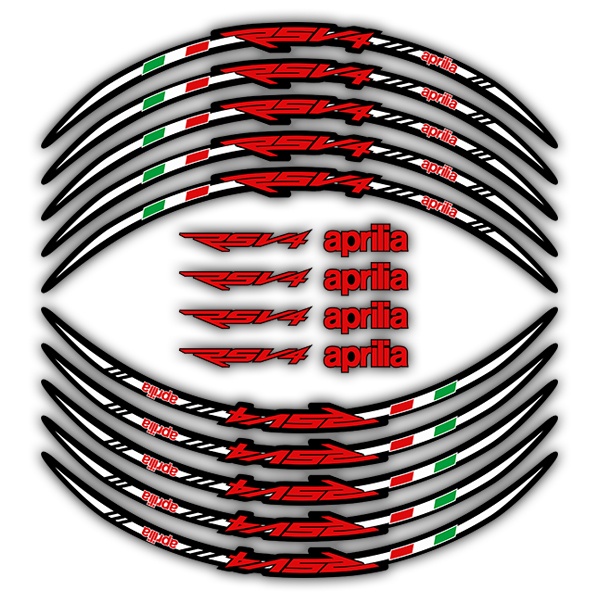 Car & Motorbike Stickers: Kit MotoGP rim stripes sticker Aprilia RSV4