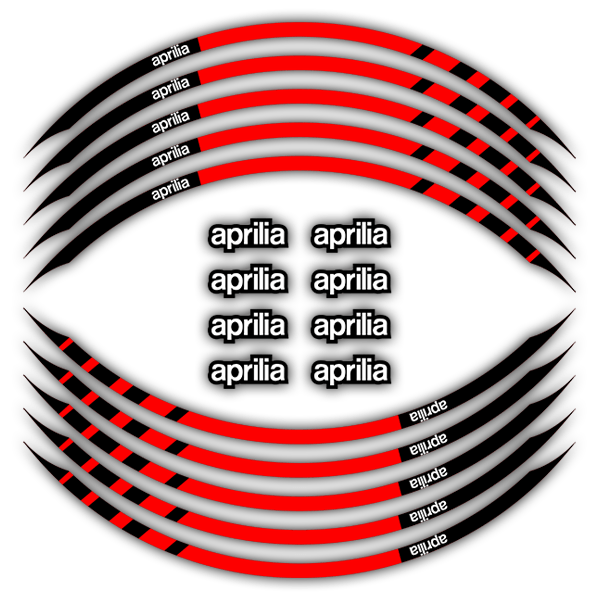 Car & Motorbike Stickers: Kit rim stripes sticker Aprilia red and black