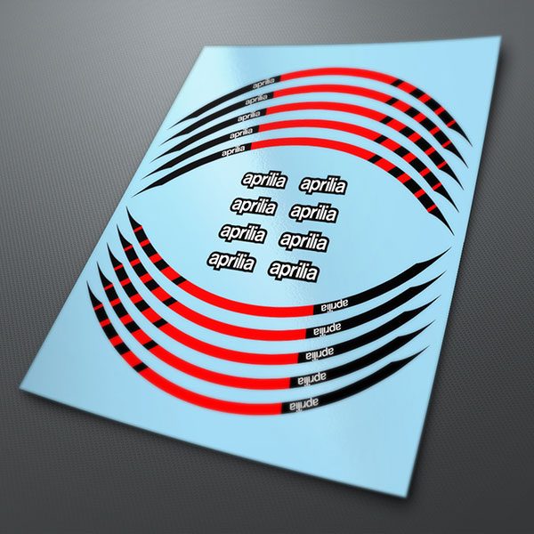 Car & Motorbike Stickers: Kit rim stripes sticker Aprilia red and black