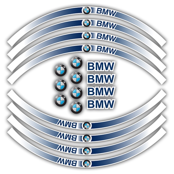 Car & Motorbike Stickers: Kit rim stripes sticker BMW Classic
