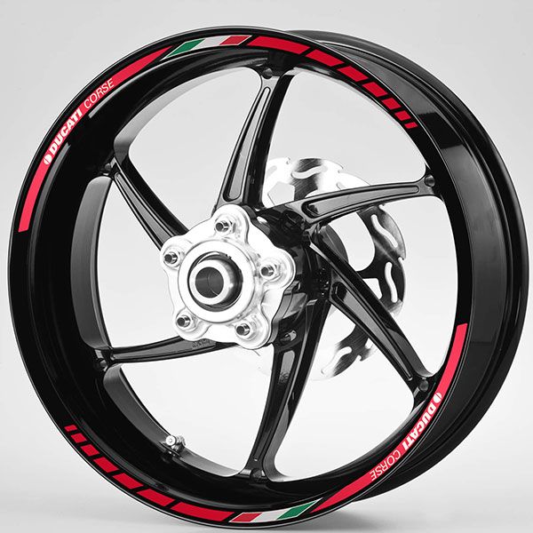 Car & Motorbike Stickers: Kit MotoGP rim stripes sticker Ducati Corse