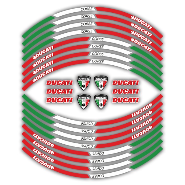Car & Motorbike Stickers: Kit rim stripes sticker Italy flag
