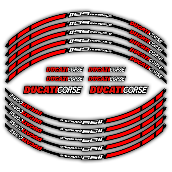 Car & Motorbike Stickers: Kit rim stripes sticker Ducati 1199 Panigale