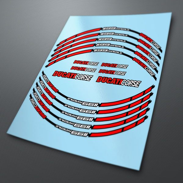 Car & Motorbike Stickers: Kit rim stripes sticker Ducati 1199 Panigale