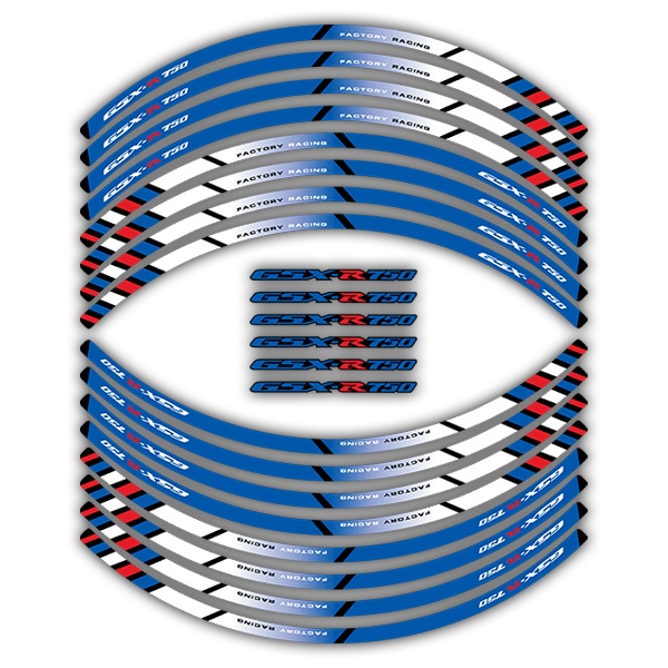 Car & Motorbike Stickers: Kit rim stripes Suzuki GSX R750 Factory Racing