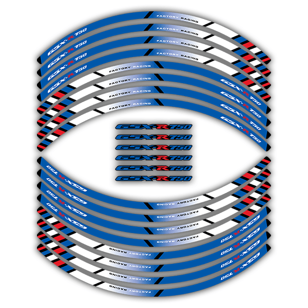 Car & Motorbike Stickers: Kit rim stripes Suzuki GSX R750 Factory Racing
