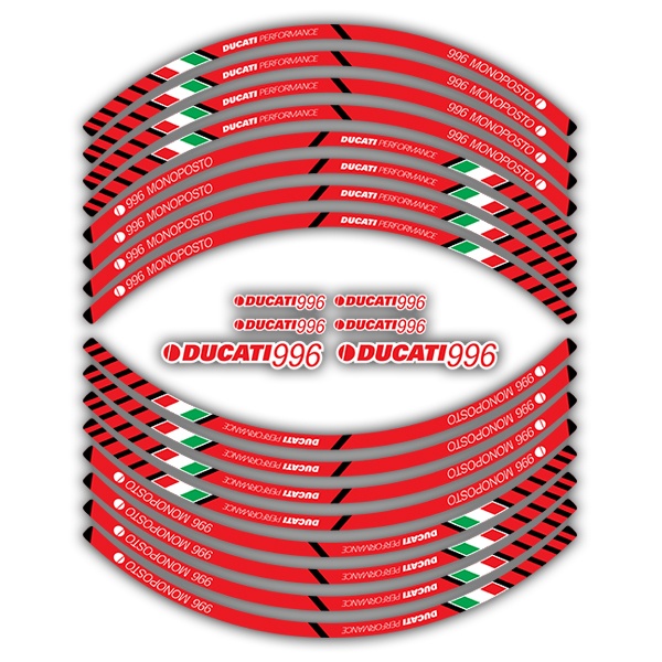 Car & Motorbike Stickers: Kit rim stripes sticker Ducati 996 Monoposto