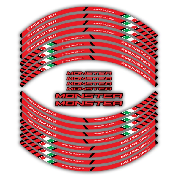 Car & Motorbike Stickers: Kit rim stripes sticker Ducati Monster
