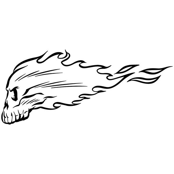 Car & Motorbike Stickers: Hot Rod Flaming Skull Biker