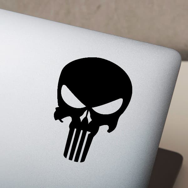 Car & Motorbike Stickers: Punisher with Stylized Skull and Vertical Lines