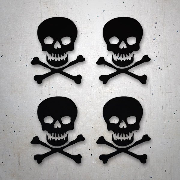 Car & Motorbike Stickers: Set of 4 Pirate Skulls with Crossed Bones