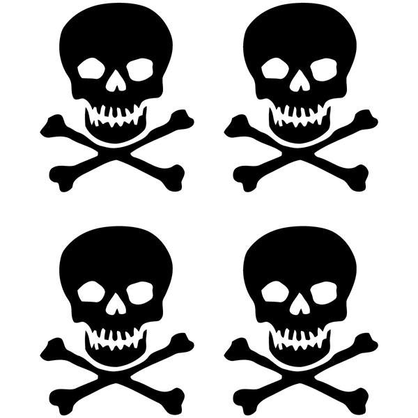 Car & Motorbike Stickers: Set 4X Skulls Dise&ntilde;o Vinilo Decorativo