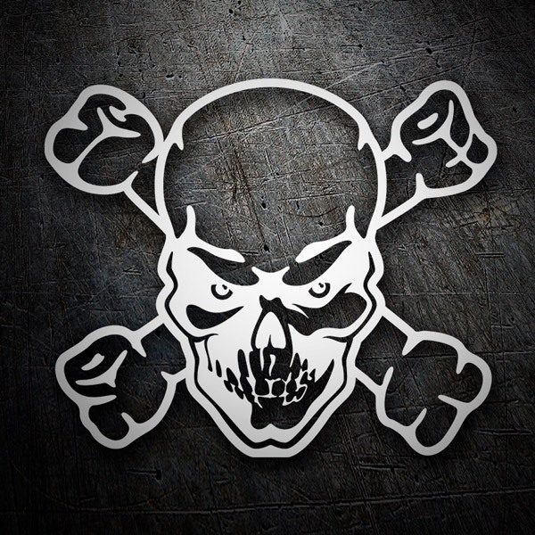 Car & Motorbike Stickers: Angry Skull with Crossed Bones