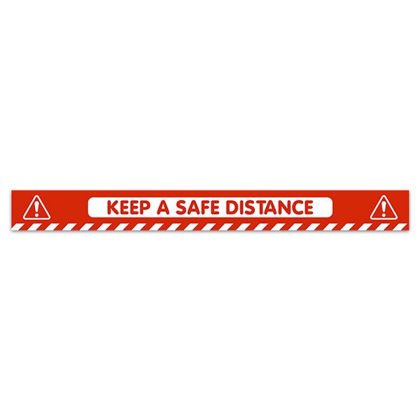 Car & Motorbike Stickers: Floor Strip Keep Distance 4 - English in red