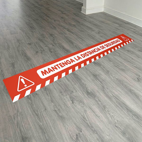 Car & Motorbike Stickers: Floor Sticker Keep a Safe Distance 4 in red