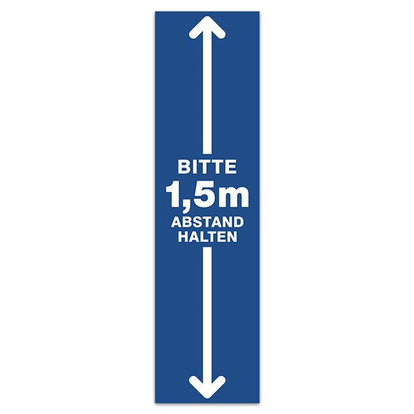 Car & Motorbike Stickers: Floor Sticker 1,5m Safe Distance German in blue