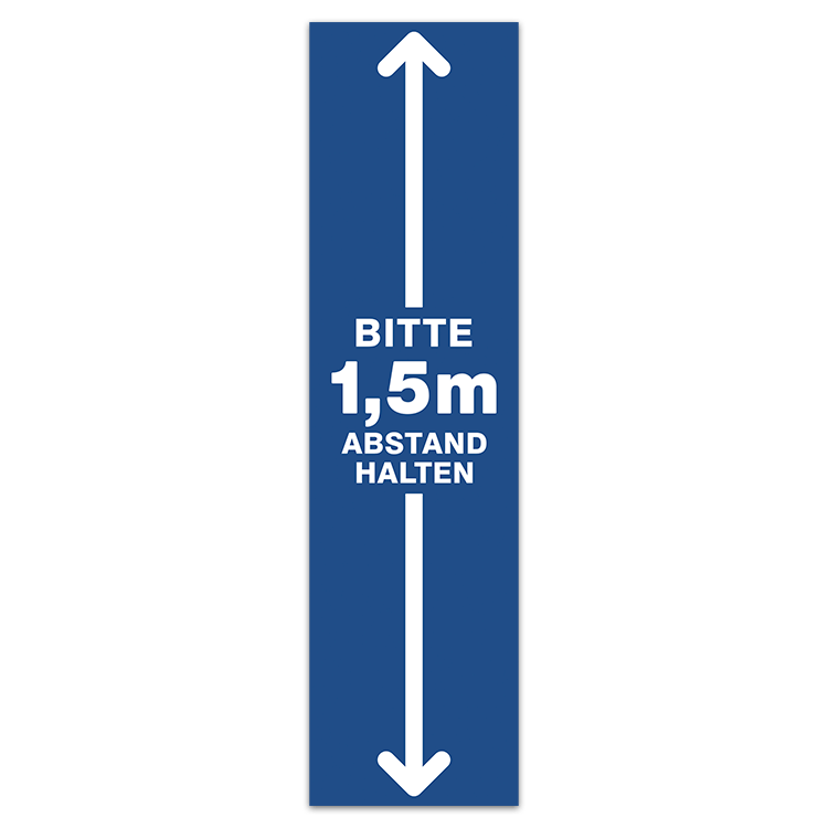 Car & Motorbike Stickers: Floor Sticker 1,5m Safe Distance German in blue