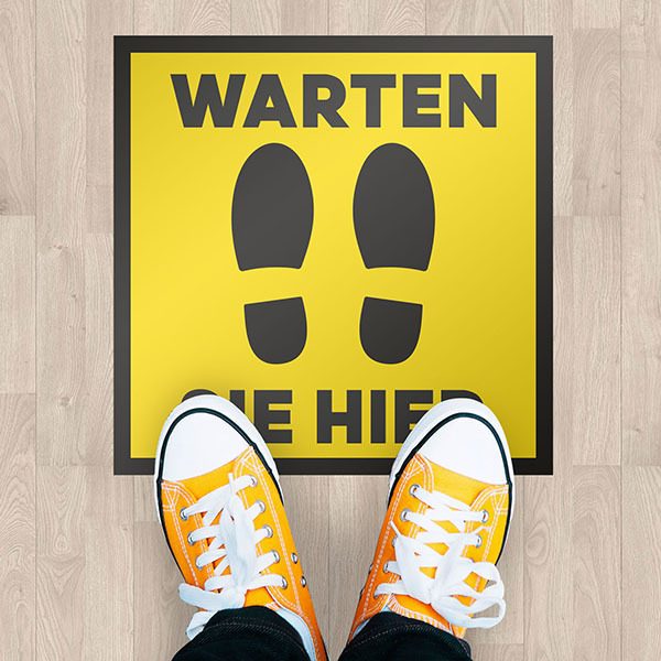 Car & Motorbike Stickers: Floor Sticker - Wait Here - German