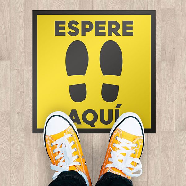 Car & Motorbike Stickers: Floor Sticker - Wait Here - Spanish