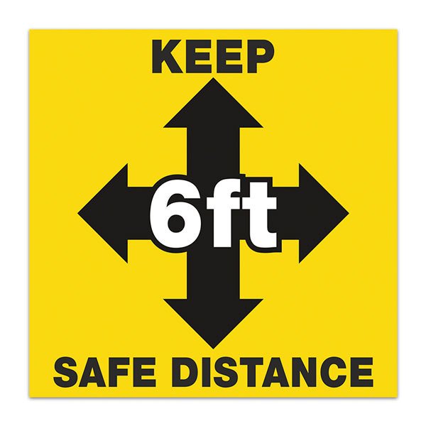 Car & Motorbike Stickers: Floor Sticker Keep 6ft Safe Distance