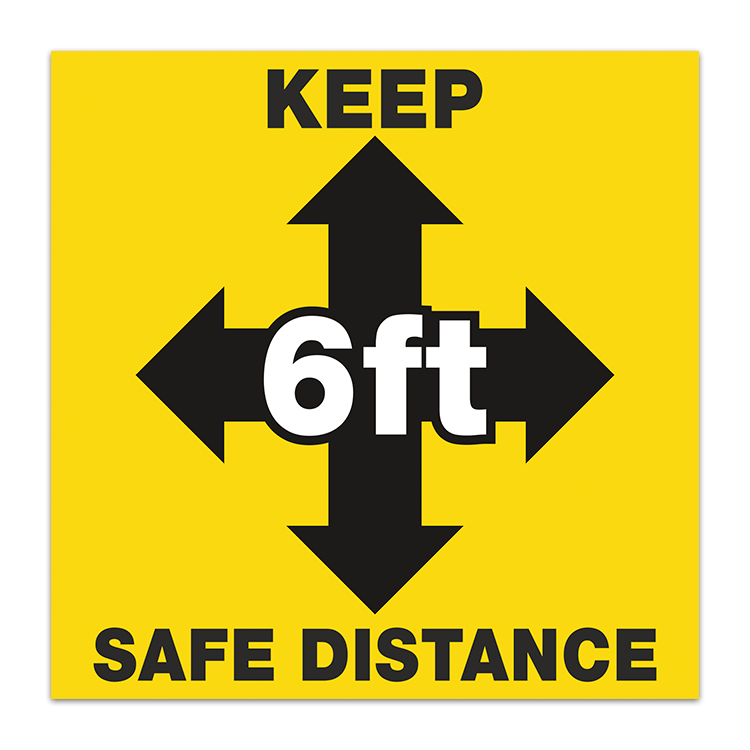 Car & Motorbike Stickers: Floor Sticker Keep 6ft Safe Distance 0