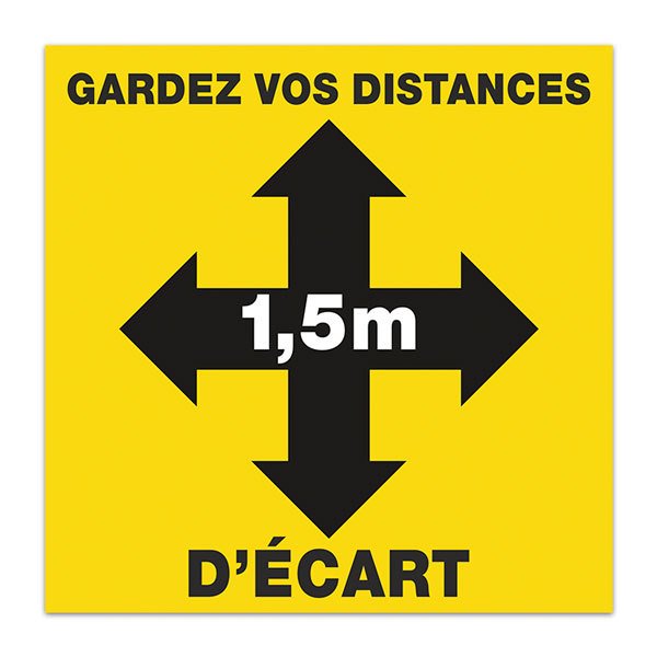 Car & Motorbike Stickers: Floor Sticker 4X Arrows Hold 1,5m Distance French