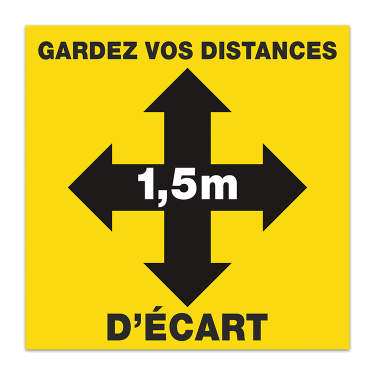 Car & Motorbike Stickers: Floor Sticker 4X Arrows Hold 1,5m Distance French 0