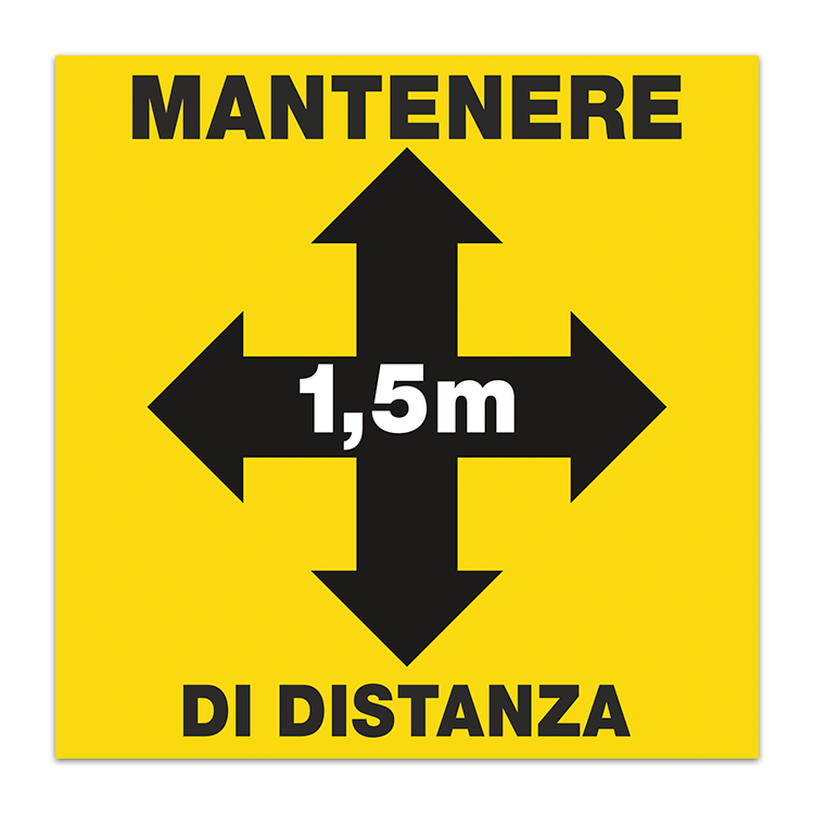 Car & Motorbike Stickers: Floor Sticker Keep 1,5m Safe Distance - Italian