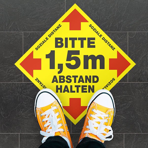 Car & Motorbike Stickers: Floor Sticker Keep 1,5m Safe Distance 2 - German 1