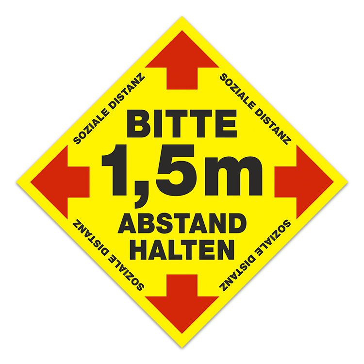 Car & Motorbike Stickers: Floor Sticker Keep 1,5m Safe Distance 2 - German 0